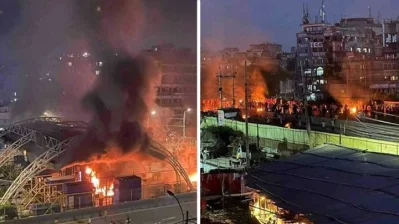 হানিফ ফ্লাইওভারের টোল প্লাজায় আগুন দেয় দুষ্কৃতকারীরা